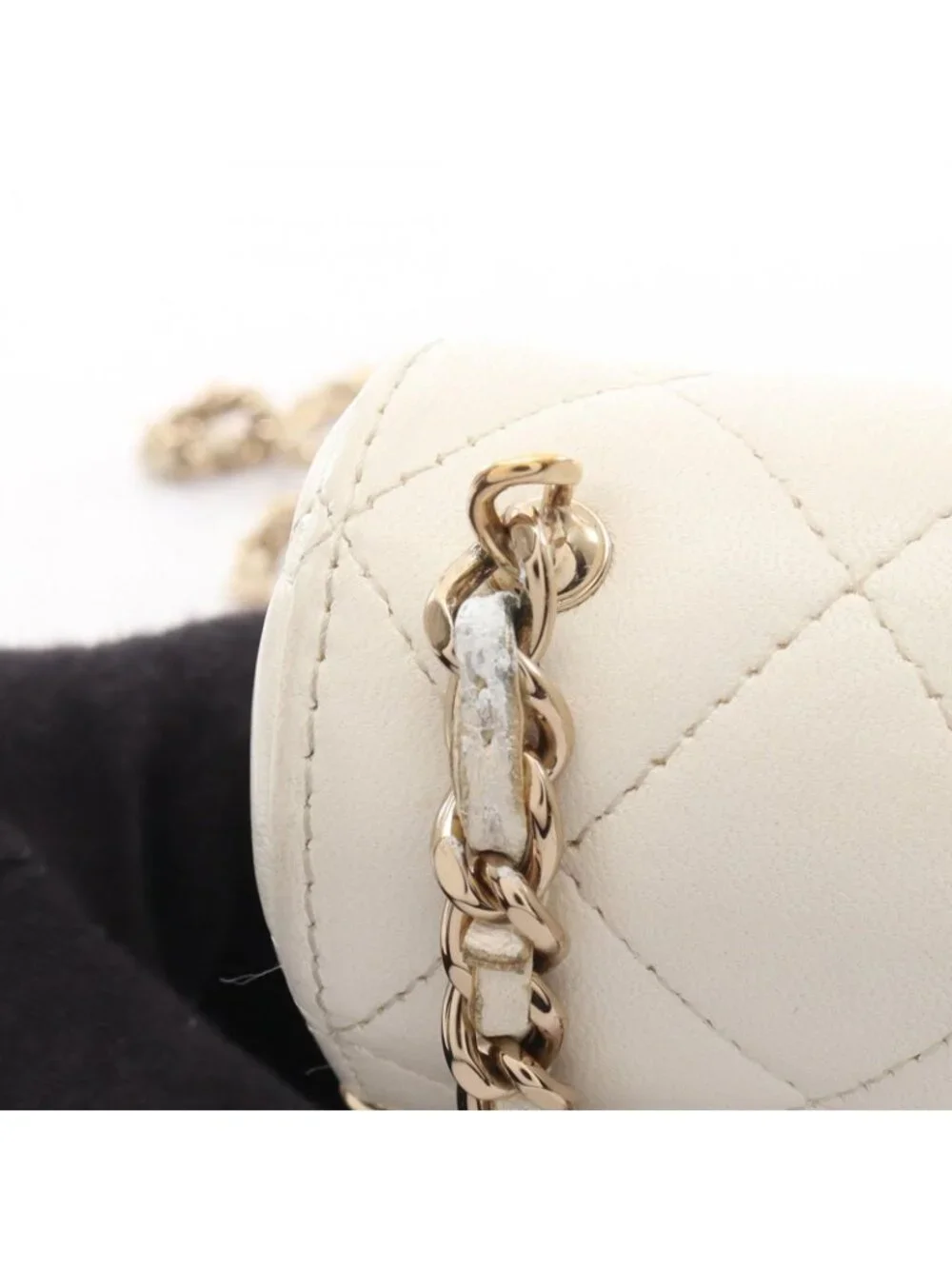 Chanel Shoulder Bag Quilted Mini White Lambskin Mini Chain